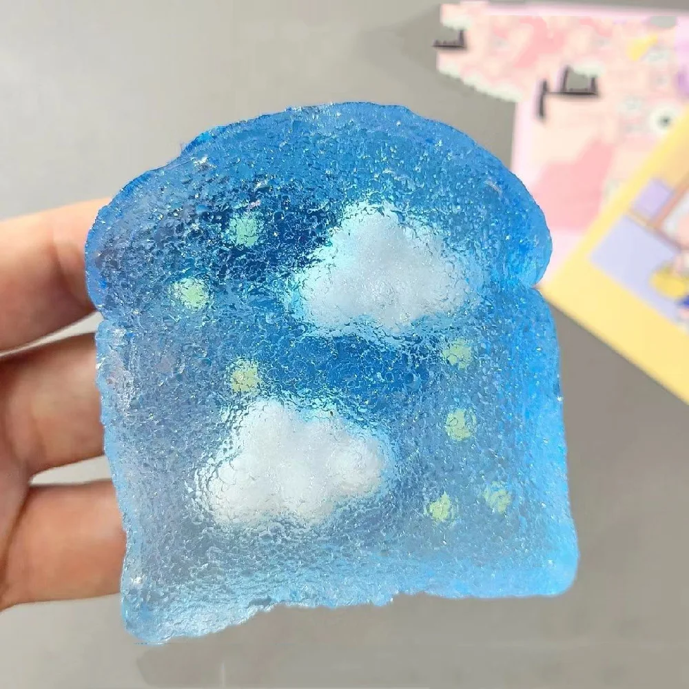 Simulation Transparent Clouds Toast Soft Toys Soft 3D Jelly Rainbow Desserts Mochi Squeezing Stress Relief Toys Girls Toys Gifts