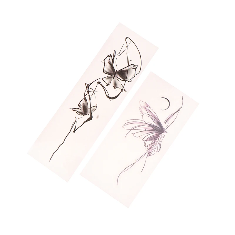 สติกเกอร์รอยสักชั่วคราวรูปผีเสื้อสีดำ1แผ่นสำหรับผู้หญิงผู้ชายสติกเกอร์รอยสักปลอมสำหรับผู้ใหญ่ใบหน้าศิลปะบนเรือนร่าง