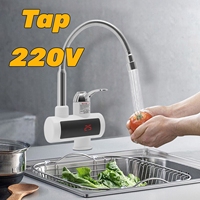 220V Electric Water Heater Tap 3000W Instantaneous Digital Display Stainless Steel Water Faucet Heater for Kitchen