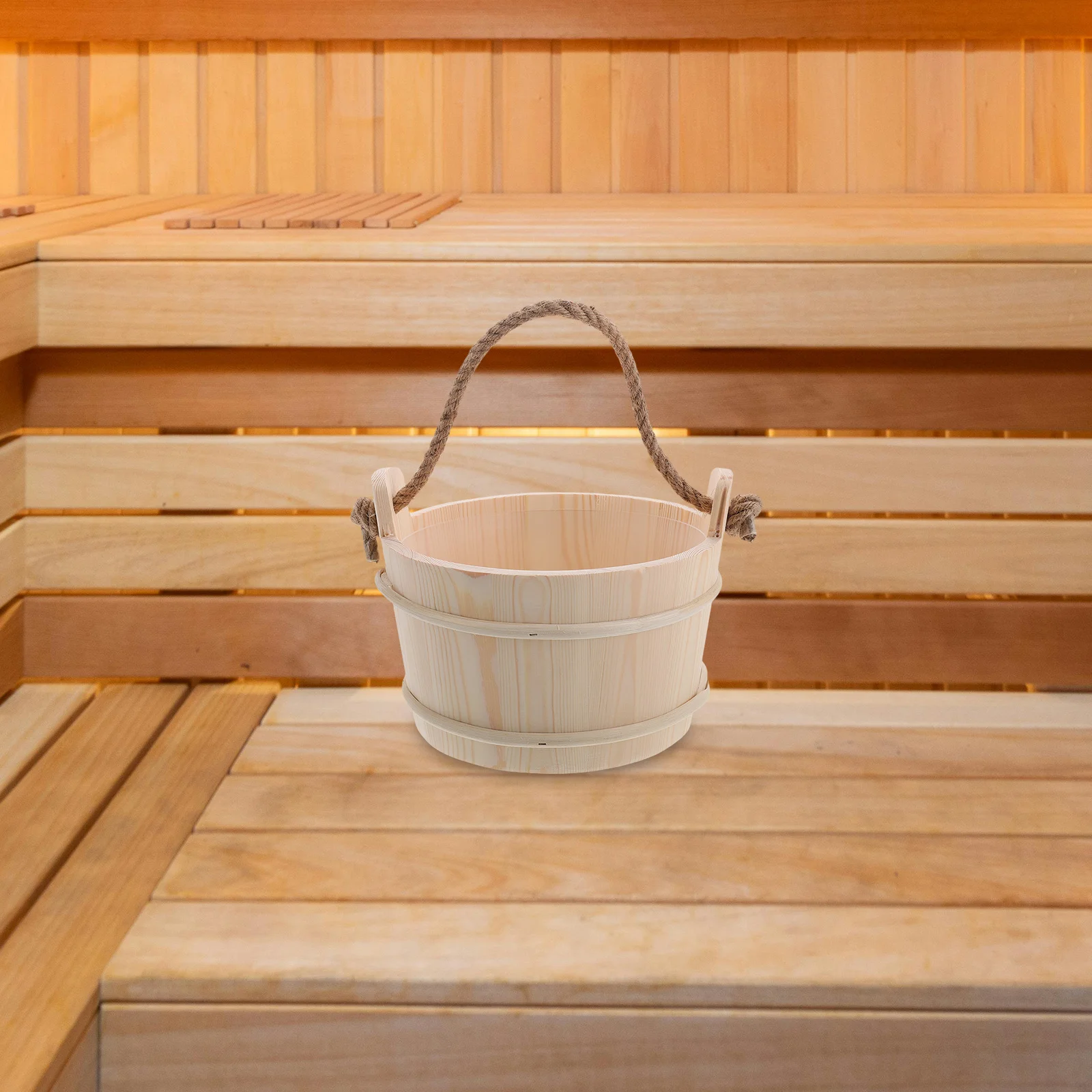 

Sauna Bucket and Ladle Set Wooden Tub for Steam Room Spa Bathing Foot Soak Watering Use Rustic Charm Functional Design Steam