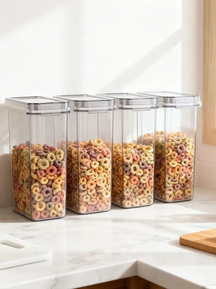 4-teiliges/8-teiliges Lebensmittelbehälter-Set 4L Aufbewahrungsbehälter Luftdichtes Vorratsdosen-Set Versiegelte Lebensmittel-Aufbewahrungsbox Müsli-Süßigkeiten-Trockenfutter-Behälter
