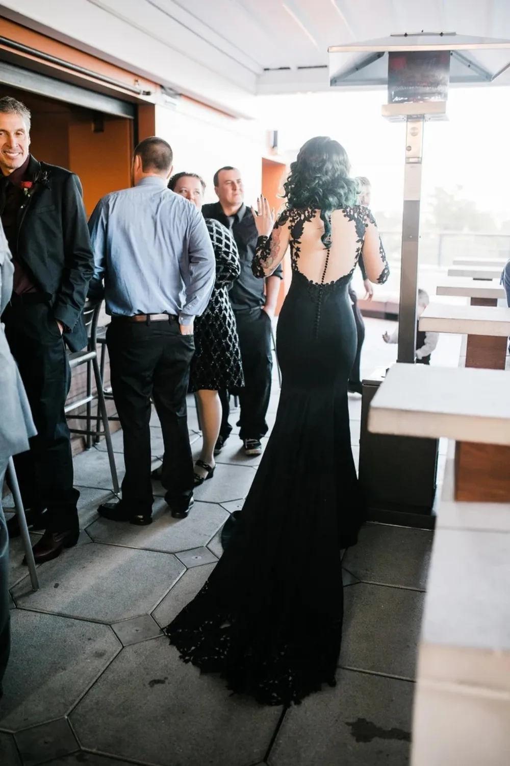 Capped Long Sleeve Black Wedding Dress Illusion Sexy Backless Mermaid Bridal Gowns Gothic Style Court Train Robe Customized
