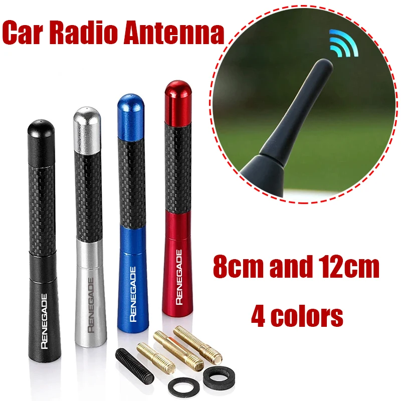 8CM 12CM Carbon Fiber Car Roof Radio Antenna for Jeep RENEGADE Emblem Long Short Enhanced Signal Tools Automobiles Accessories