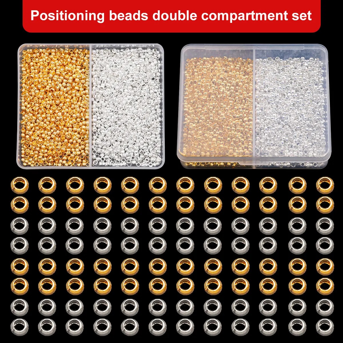 Golden Positioning Bead Kit Silvery Color Round Spacer Loose Beads 400pcs 2.5mm For Jewelry DIY Earrings Bracelet Accessories