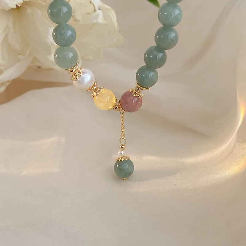 Hochwertige natürliche Burma-Jade und Süßwasserperle, weibliche Charm-Armbänder, Schmuck für Frauen, Geburtstagsgeschenke – Detail 7