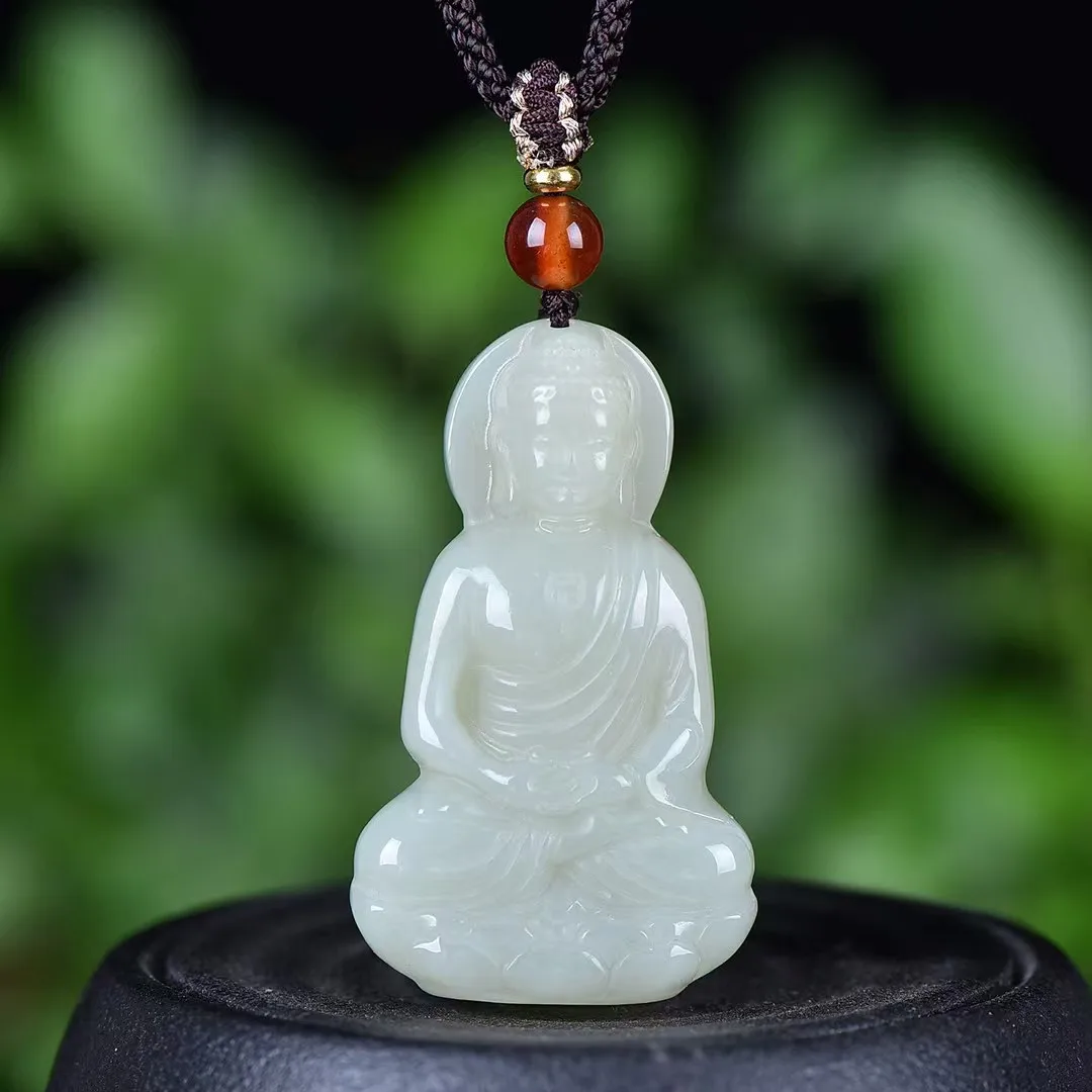 

Buddha Pendant Hetian Jade White Color Necklace Chinese Jewelry ForMen's And Women's Birthday Gift Amulet Charm