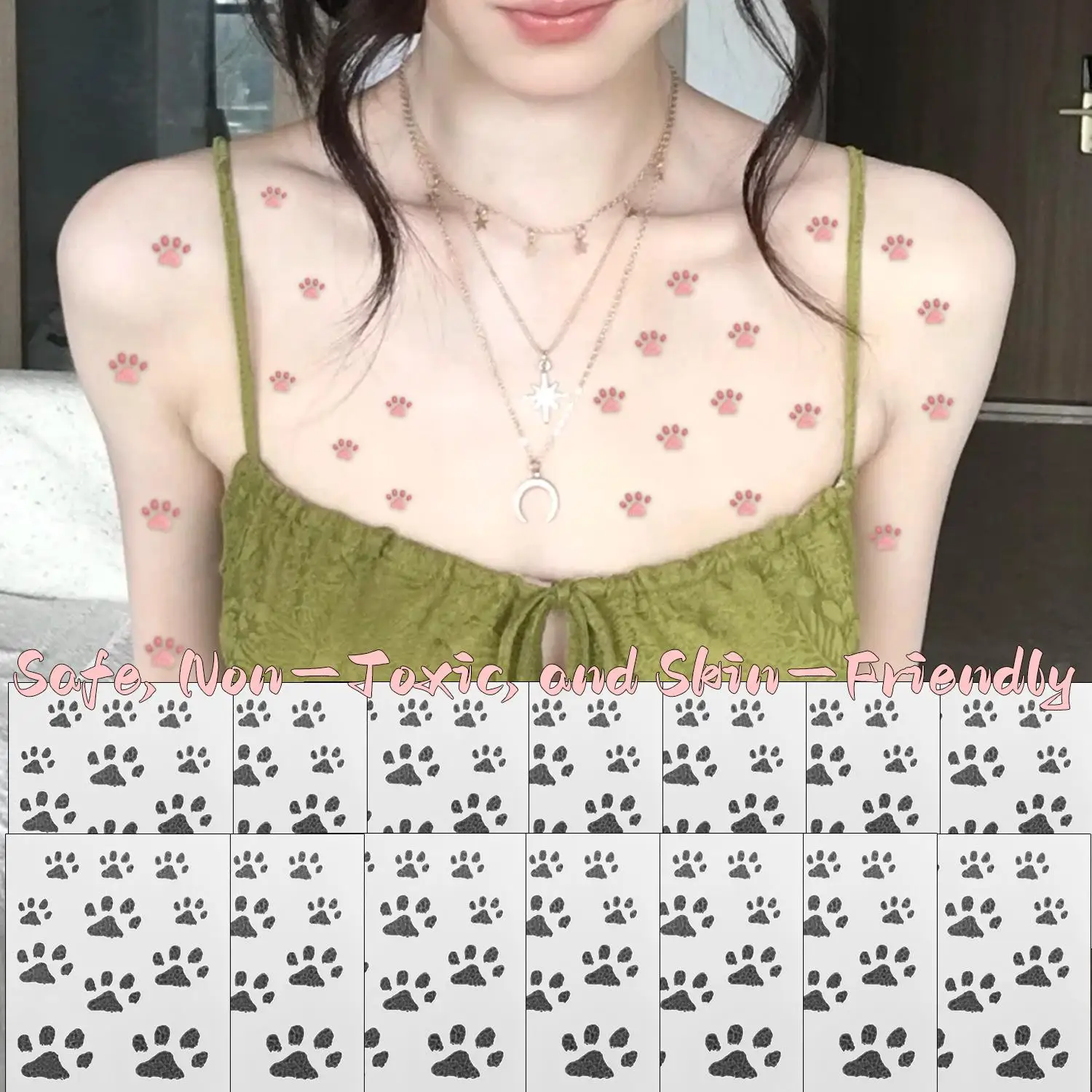Thermal Color Changing Cute Cat Paw Waterproof Temporary Tattoo Men and Women Paw Prints Waterproof Temporary Tattoo Stickers