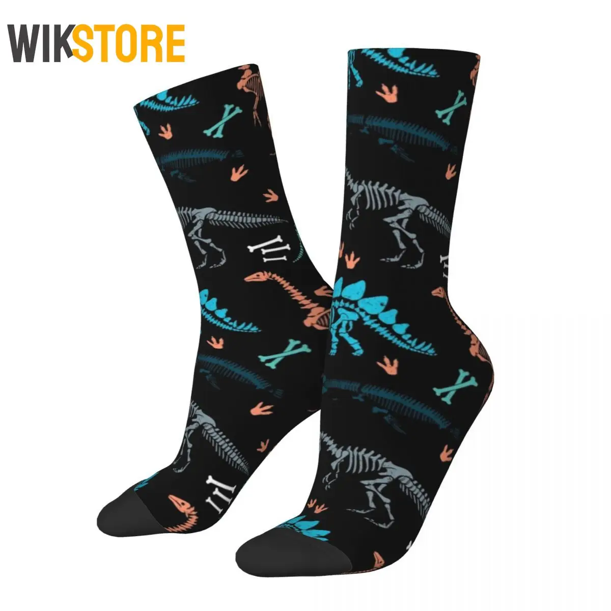 

Crazy Design Dinosaur Skeleton Basketball Socks Animal Cartoon Cute Fashion Middle Tube Socks for Women Men Breathable Sock