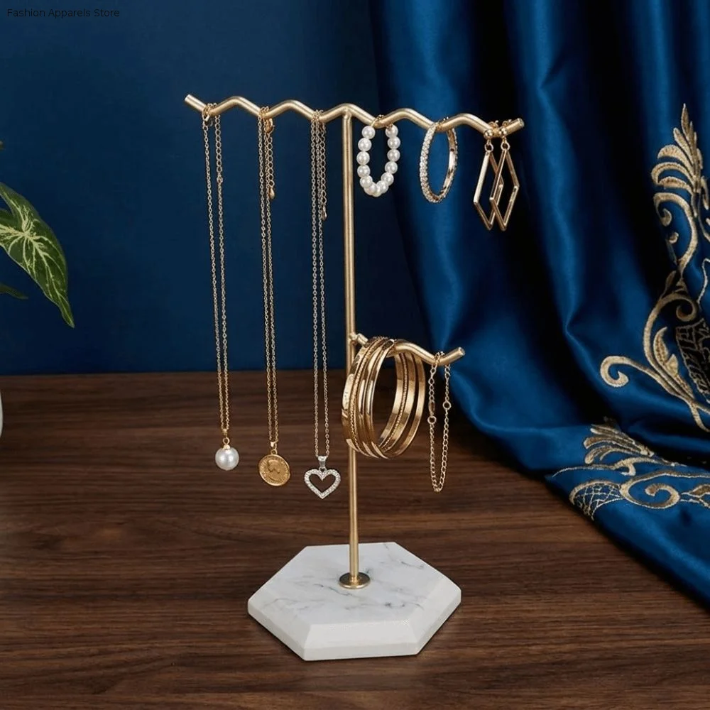 

Wave-Shaped Top Metal Jewelry Organizer Decorative Creative Jewelry Display Stand Detachable Space Saving