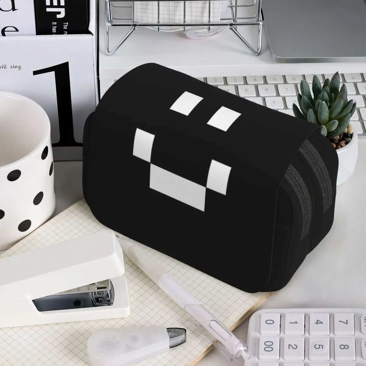 

Пенал с логотипом Quackity Merch Smile для мальчиков и девочек, подарочная коробка для ручек, сумка для карандашей, канцелярские принадлежности, сумка-держатель для ручек