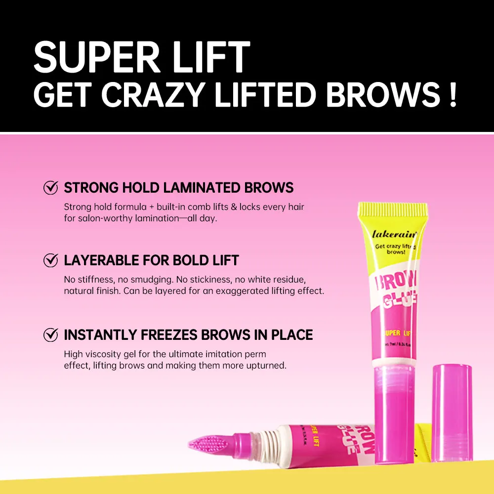 Super Lift Brow Glue Laminierungsgel Crazy Lift Brow Langanhaltender, starker Halt und integrierter Stylingkamm, klare Augenbrauen-Gel-Kosmetik