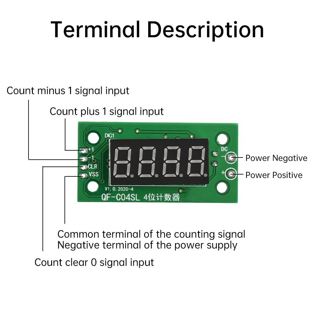 0-9999 Electronic Counter Module Low Level Switch Count Module with Power-Cut Memory Function 4 bit Digital Tube Counter DC4-25V