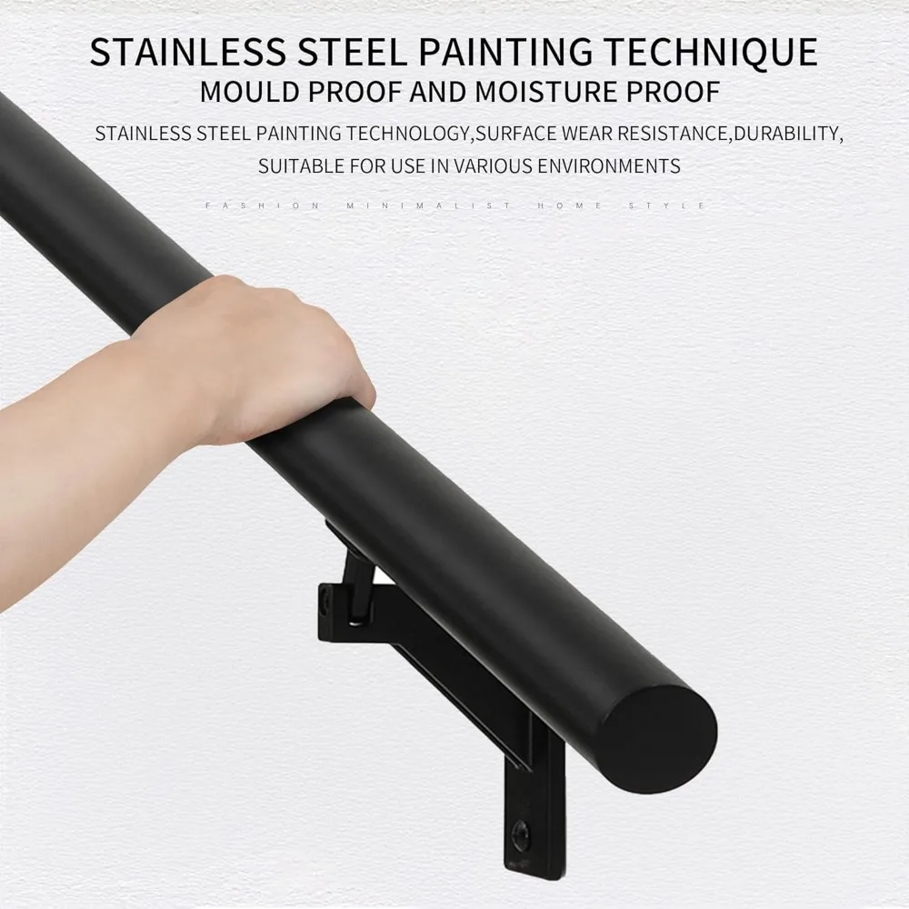 Roestvrijstalen leunenset voor binnen en buiten, moderne aluminium staafset, 1,4 diameter, verstelbare beugels voor trappen