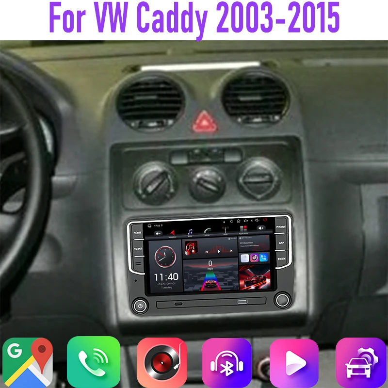 

7" 4GB+64GB For VW Caddy 2003-15 Car Radio Steering Wheel Control Google Map Stereo GPS Bluetooth Android 15 Auto Google Map