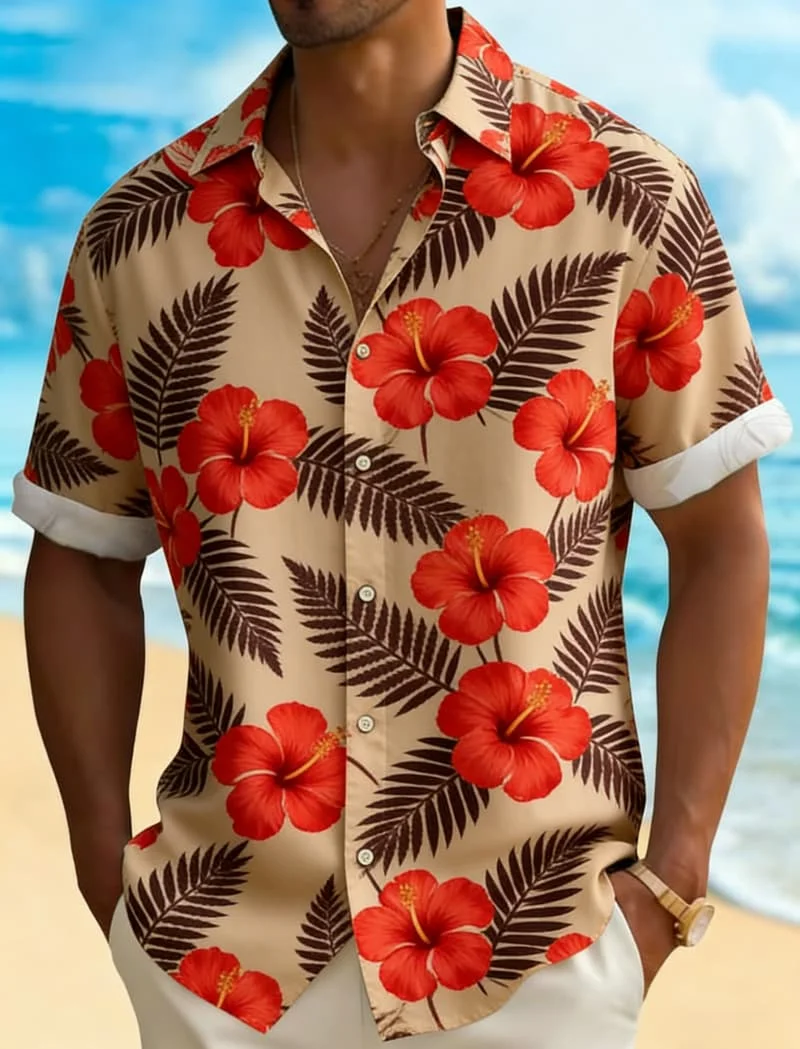 

Men's Vibrant Tropical Flower Print Shirt, Exotic Style for Summer Parties, Beach Events, Vacation & Daily Looks