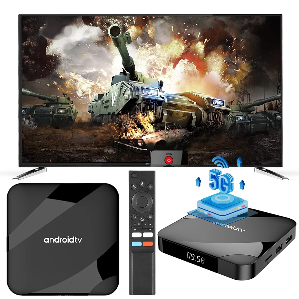 

TV98 ATV S905W2 Android 14 TV Box 8K Quad Core 2.4G 5G Dual WiFi Voice Remote BT Media Player Set Top Box