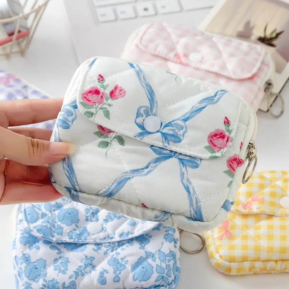 New Cartoon Floral Coin Purse Bow Print Large Capacity Storage Bag Wallet