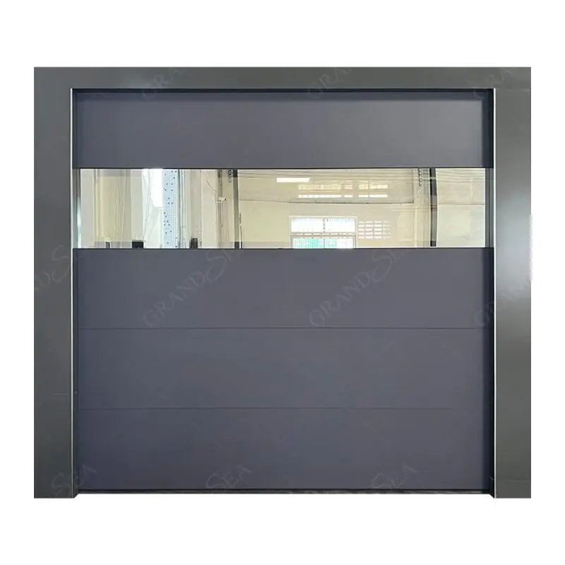 House Renovation Commercial Steel Aluminum Modern Automatic Garage Door Black Aluminum With Glass