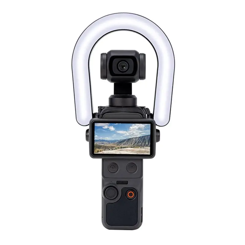 B92B Fill Light for DJI for Osmo Pocket 4, LED Video Lamp Ring for Camera, Auxiliary Light for Vlogging Night Shooting, Black