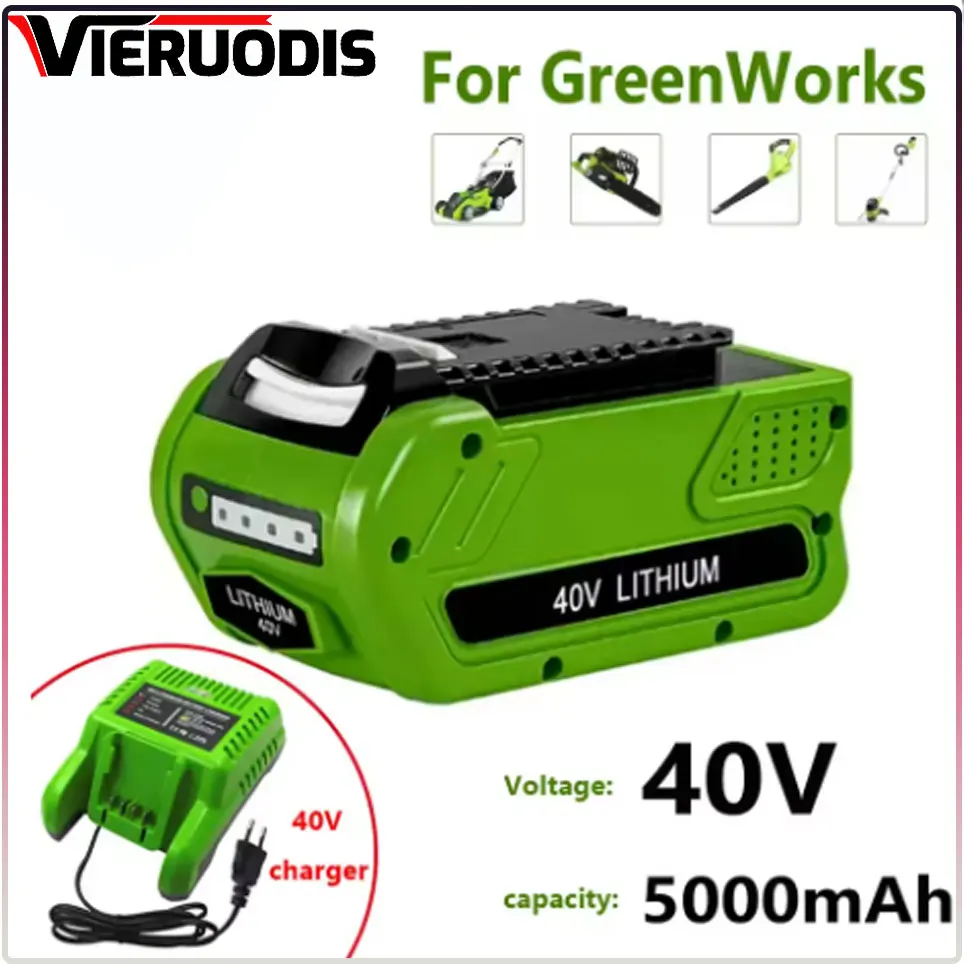 

For Greenworks 40V Batteries 5Ah GreenWorks G-MAX Li-ion Battery Manufacturer Replacement Battery for Lawn Mower Power Tools