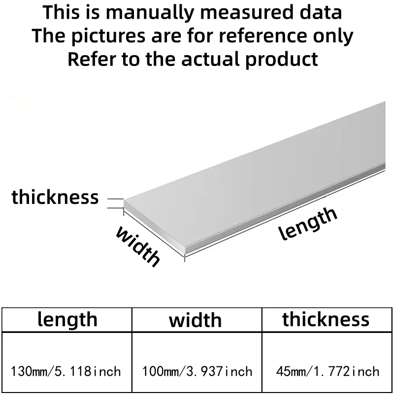 Foglio di alluminio 6061 di livello industriale 45 mm x 100 mm x 130 mm per la manutenzione di macchine utensili