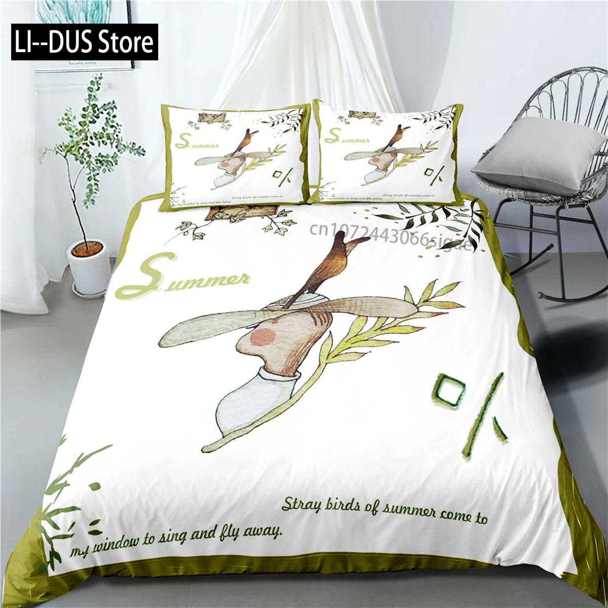 

Rabbit Duvet Cover Set White Easter Bunny Twin Bedding Set Polyester Animal Theme Cartton Queen King Quilt Cover For Kids Girls