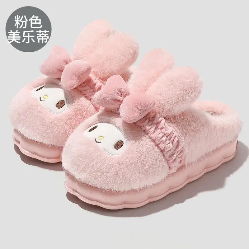 

Sanrio Girl My Melody Kawaii, модные удобные тапочки для родителей и детей, студенческие зимние детские хлопковые тапочки с героями мультфильмов, новый стиль