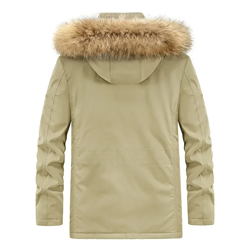 Parka invernale da uomo taglie forti con cappuccio giacche addensare in pile caldo piumini uomo campeggio esterno antivento capispalla militare M-8XL