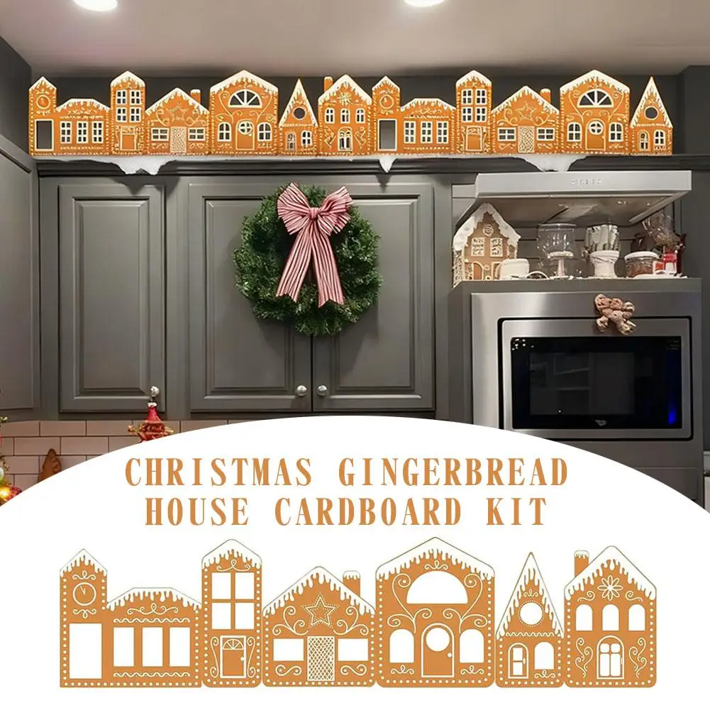2Pcs Gingerbread House Cardboard Merry Christmas DIY Decoration For Home 2025 New Year Gift Cookie Packaging Box Xmas Ornament
