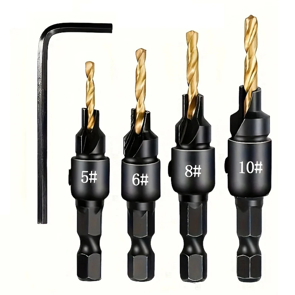 

9 Piece Drill Bit Set for Wood Screws with Adjustable Depth Control and Dual Functionality for Efficient Drilling