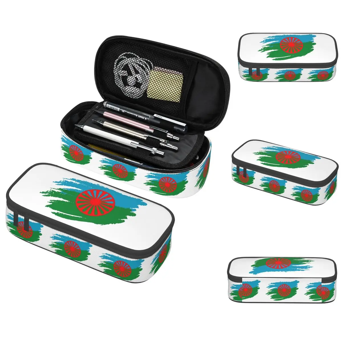 

Rom Gypsy Romani Flag Pencil Case for Studen Gifts Pen Box Pencil Bag Stationery Supplies Pen Holder Bag