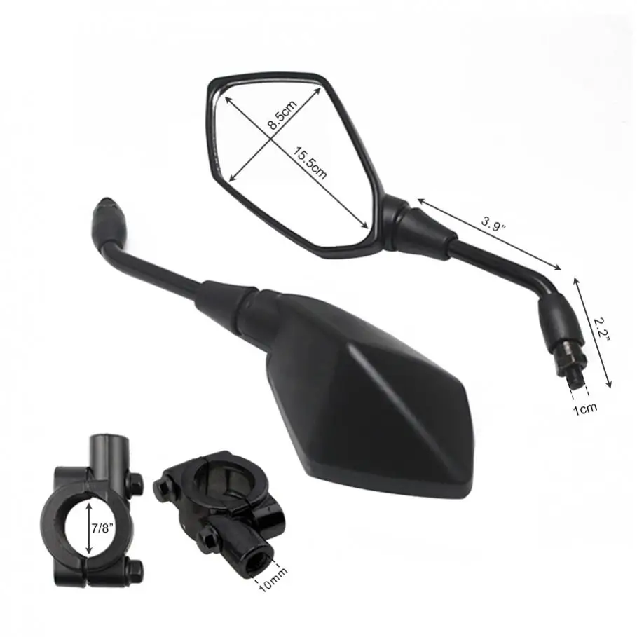 2Pcs Universal Motorcycle Convex Rear View Mirror with 10mm Bolt Handle Bar Mount Clamp for Cruiser Suzuki Honda Victory view 2