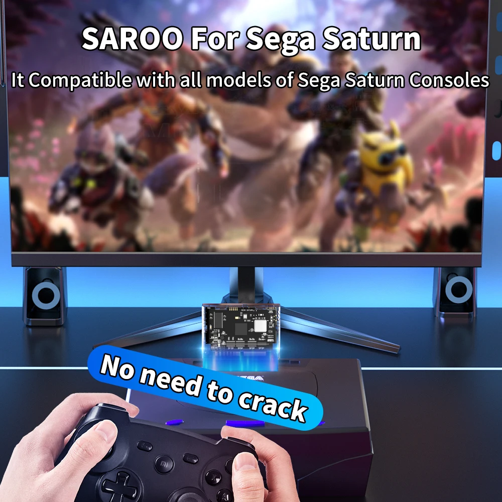 Game Reader SAROO HD Loader Cartridge for Sega Saturn Game Console with 220 Select Games with TF Menory Card Fast Reading Speed
