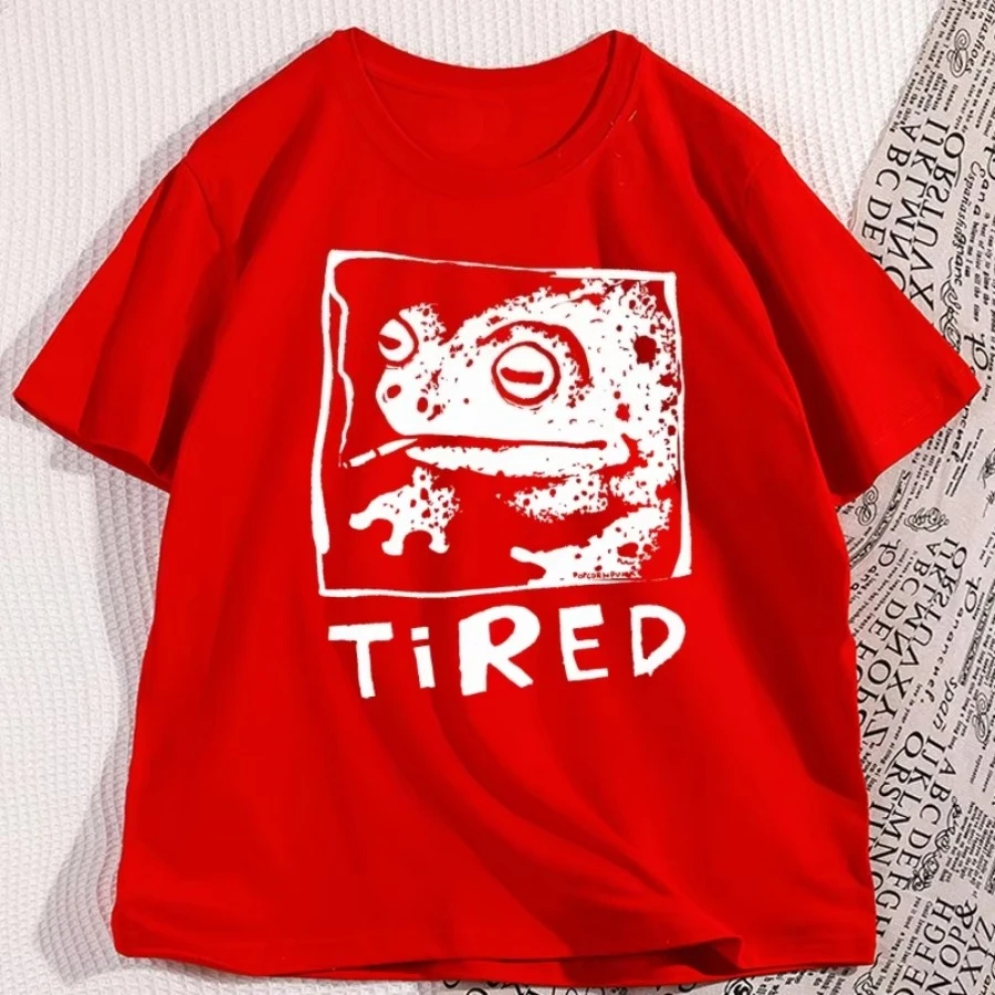 Tired Frog Funny Graphic T Shirts Men Women Casual Short Sleeve Printed Tshirt Crewneck Streetwear Graphic Tees Clothing