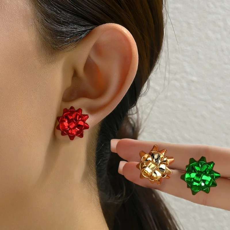 

4/2/1Pairs Christmas Bow Earrings for Women Xmas Gifts Bow Stud Earrings Festive Holiday Jewelry Set Favors Accessories