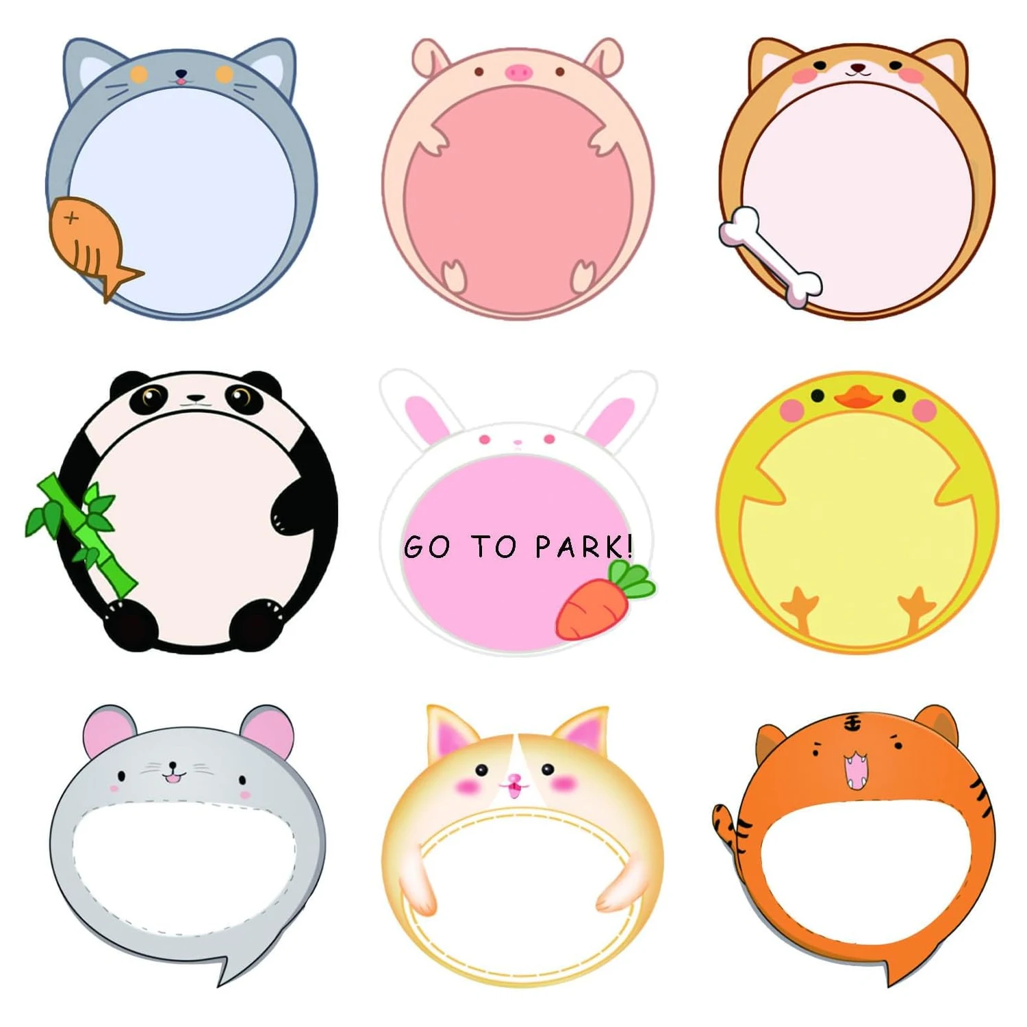 9 Pcs Cute Animals Magnetic 3.65 inch Square Colorful Animal Shaped Writable Magnets Animals Name Tag Labels