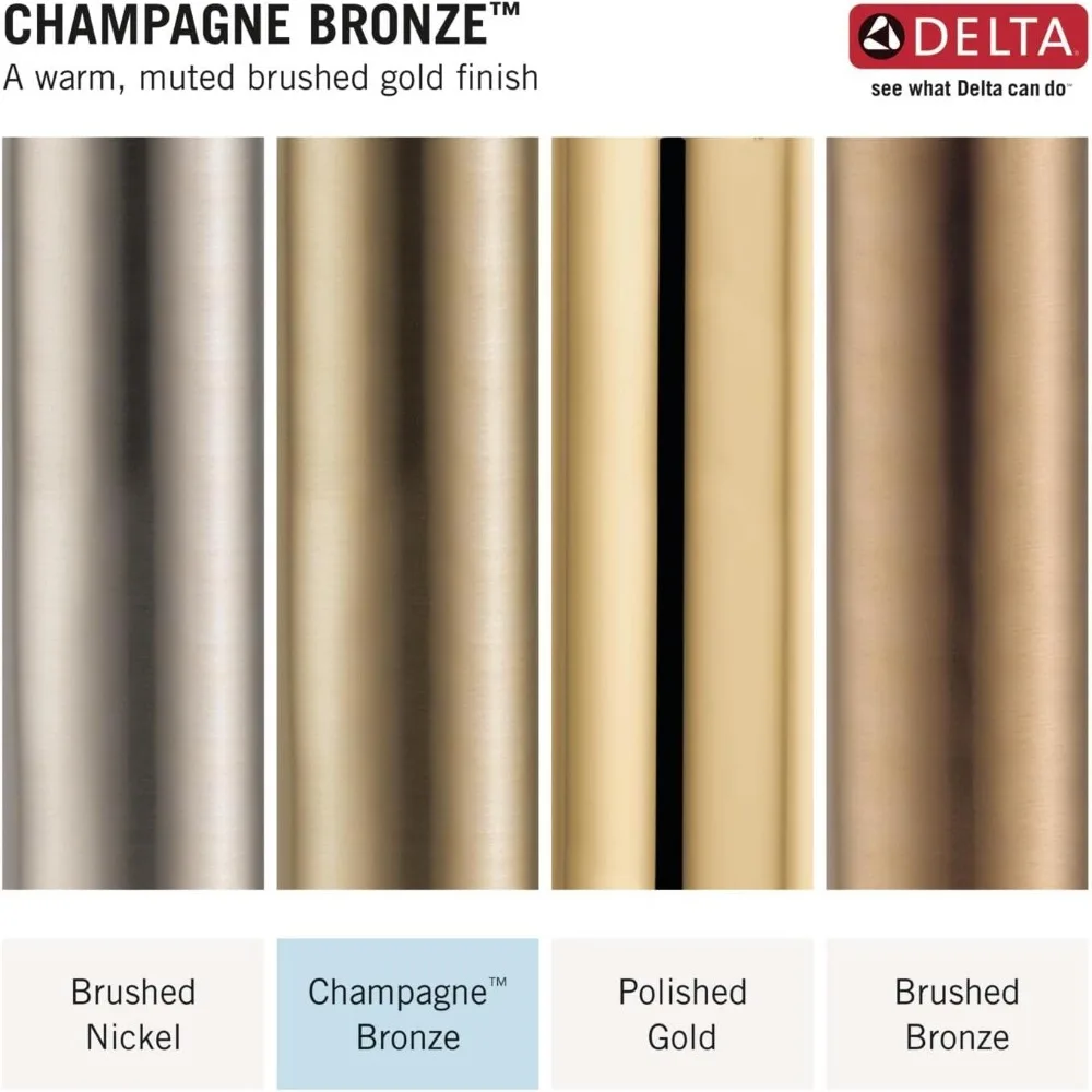 Delta Velum geborsteld goud wastafelkraan met één gat en metalen push-pop afvoer voor ijdelheid