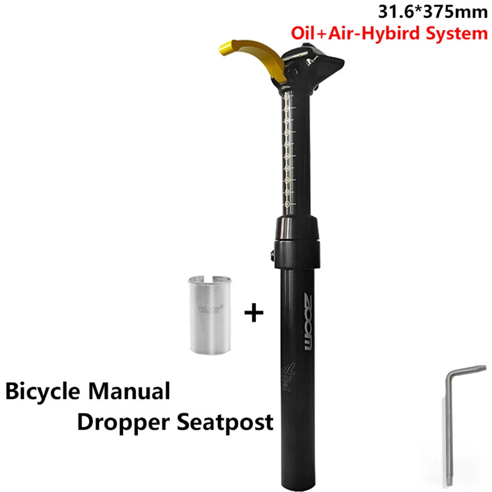 

Велосипедный подседельный штырь Zoom Dropper с ручным управлением, регулируемый по высоте, гидравлический, с амортизатором, 30.9/31.6x375, запчасти