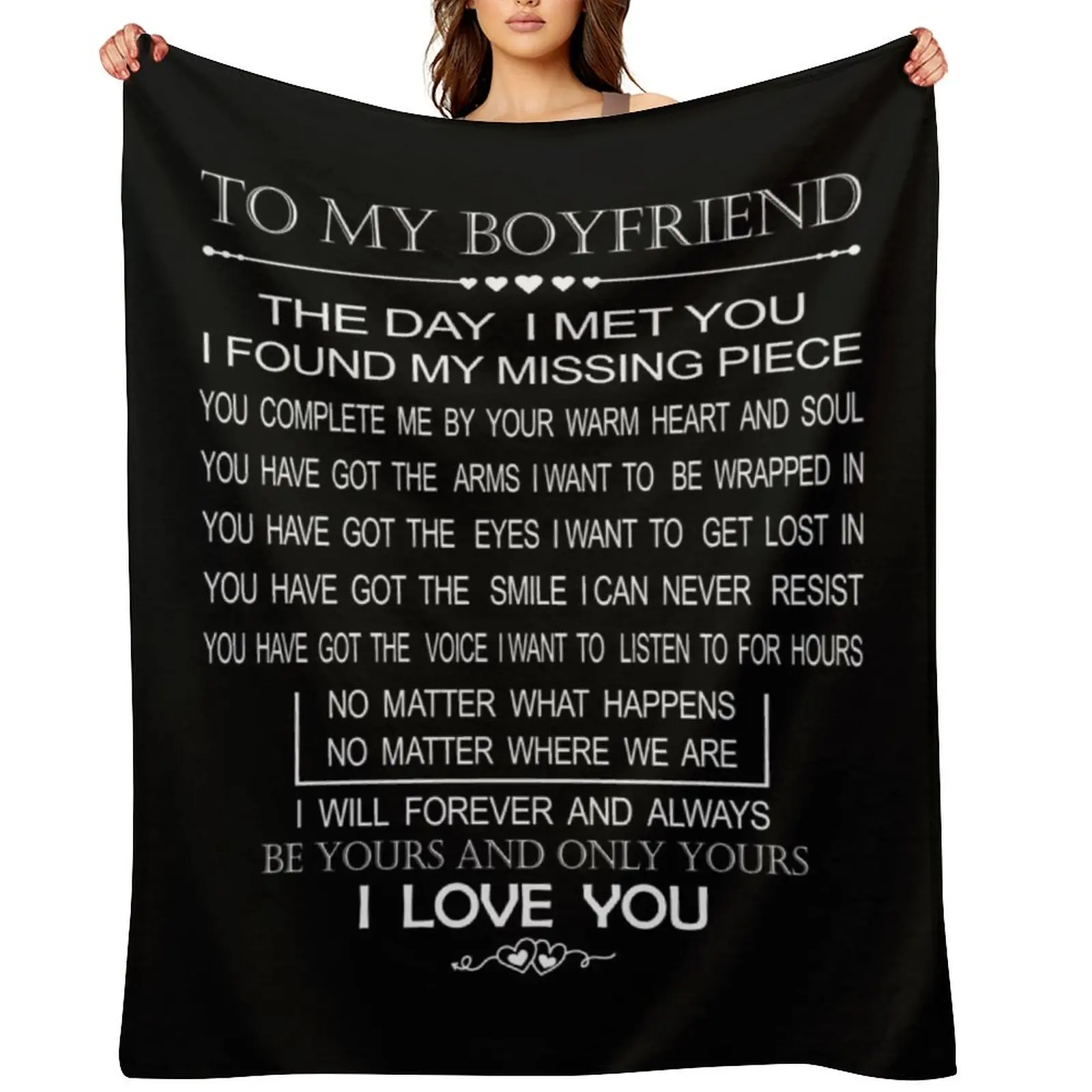 

To My Boyfriend the Day I Met You I Found My Missing Piece: Romantic Valentines Day Gifts for Boyfriend, Gift for Throw Blanket
