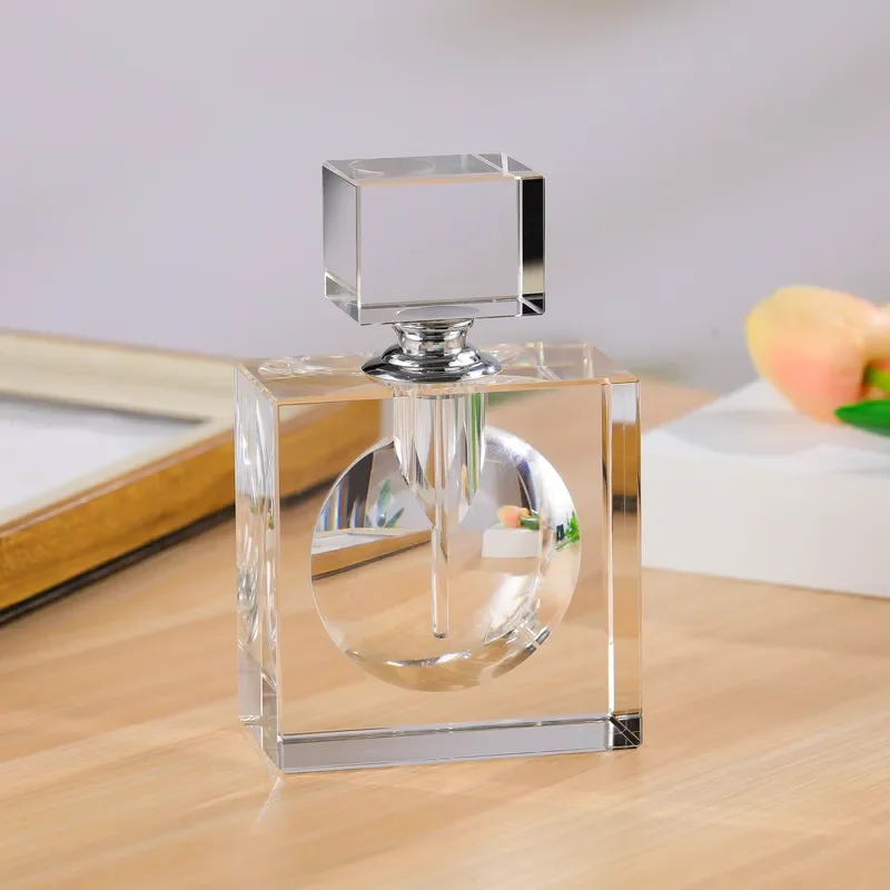 30ml Square Crystal Perfume Bottle Modern Large Capacity Glass Container for Home Decoration Elegant Gift Box Packaging