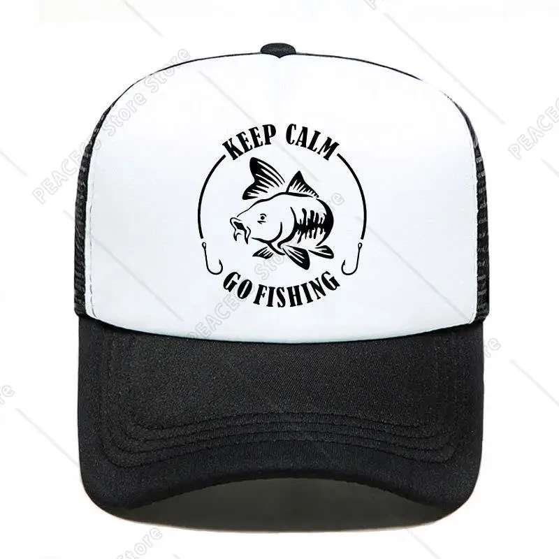 

NEW Keep Calm Go Fishinger Baseball Cap Casual Men Women Parent-child Hats Mesh Visor Outdoor Sun Hat Adjustable Caps