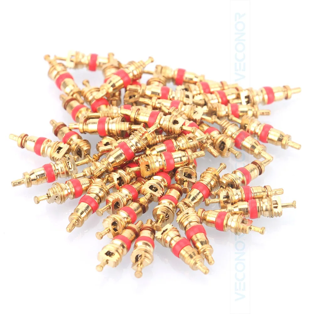 50Pcs Copper Material Tyre Valve Core With 1 Core Driving Wrench Tire Tyre Core Replacement Parts For Tyre Repairing