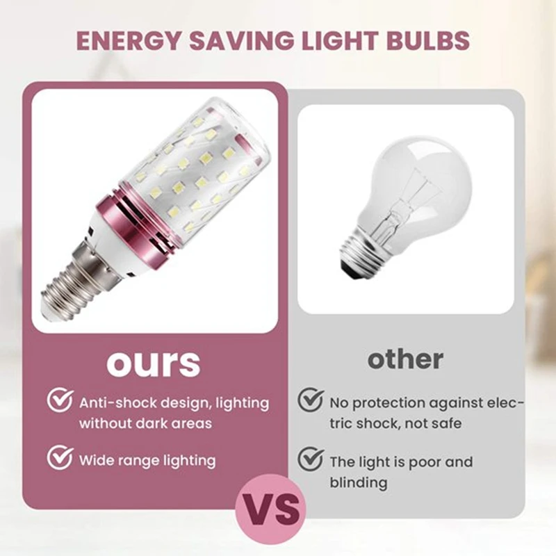 DT16 E14 LED Corn Bulb 12W 10 Pack 3 Color Temperature Dimmable Candle Light Bulb for Home Chandelier Decor