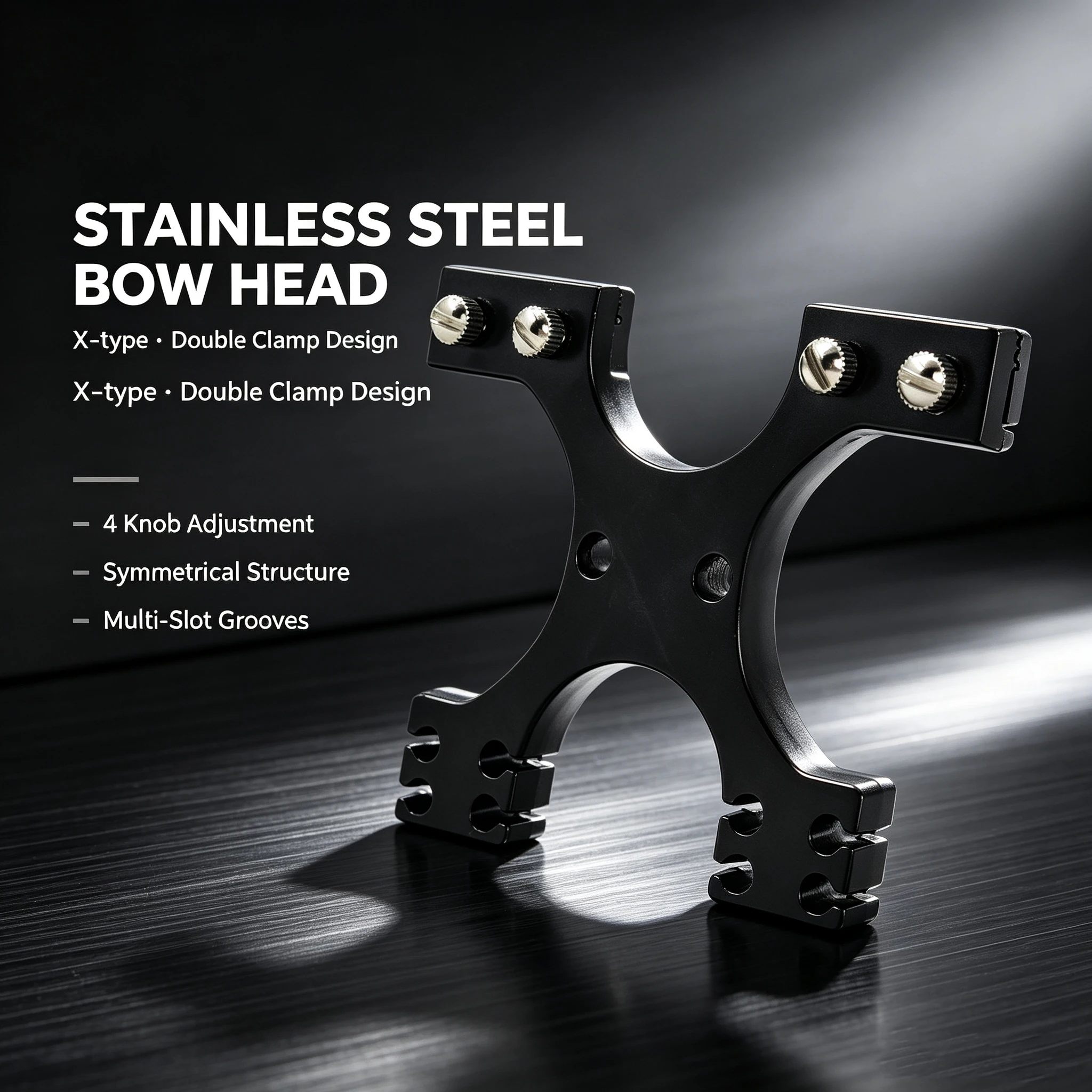 Stainless Steel Slingshot Head X-Shape Cross Frame 4-Screw DIY Attachment Outdoor Target Practice