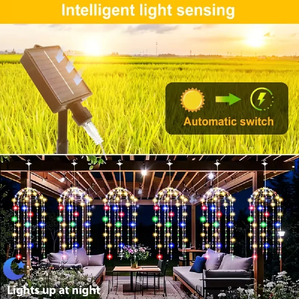 Solar Jellyfish Lights 2/4/6 pcs Solar Waterproof Outdoor Hanging Home Garden Decoration Lights With 8 Modes for Courtyard Trees