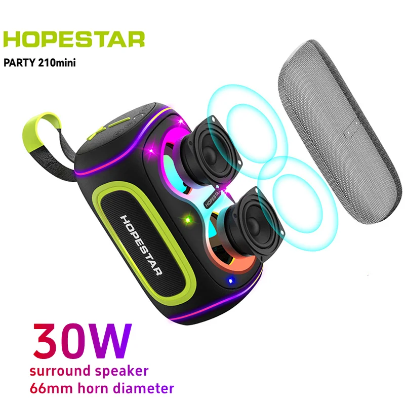 HOPESTAR Party 210 Mini Caixa De Som Bluetooth Speaker Portable RGB Light Waterproof Column TWS Stereo Subwoofer Music Center TF