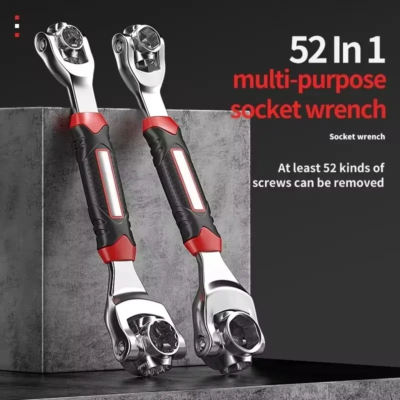 

Multifunctional Socket Wrench Hand Tool 52 in 1 360 Degree Rotating Ratchet Spline Bolt Socket Torx Wrench Repair Tool Accessory