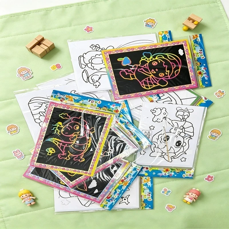 5/30pcs Scratch Painting Notebook Art Classroom Supplies Office Cultural School Rewards Teaching Incentive Supplies TMZ
