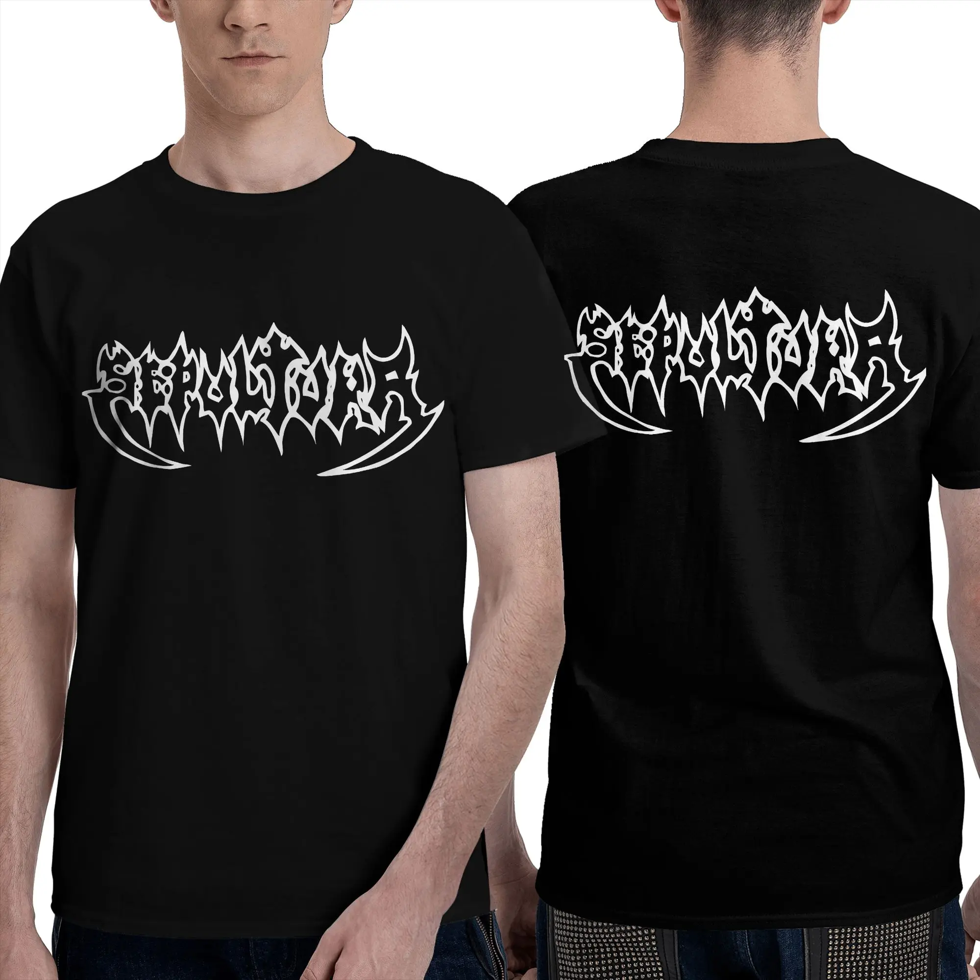 Sepultura Slayer Death Metal Men T-Shirt Double Sided Oversized T Shirts Men's Round Neck Cotton Tees Short Summer Male