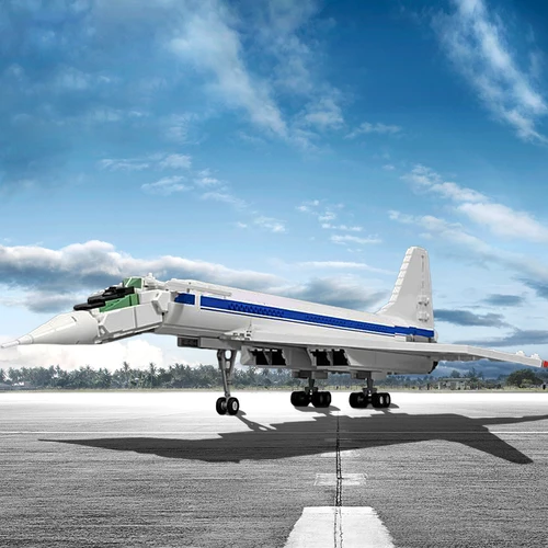 MOC 투폴레프 Tu-144D 콘코드 항공기 브릭 모델, 초음속 시민 항공 항공기 빌딩 블록 조립 장난감 선물, 1845 PCs